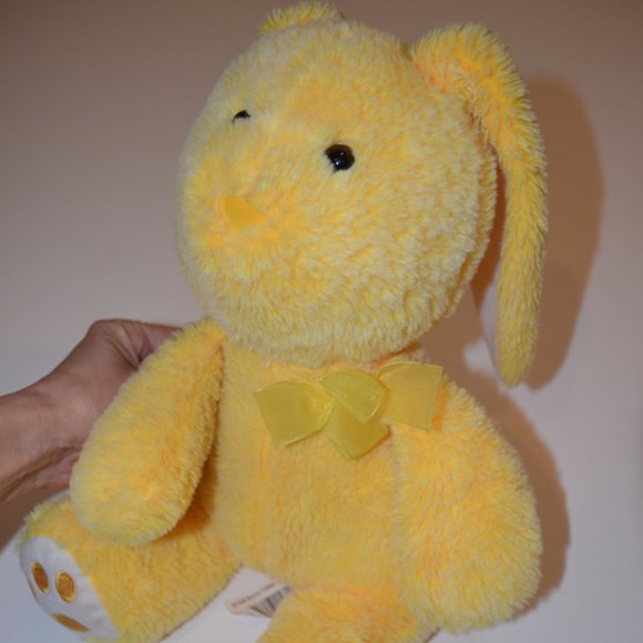M SOFT BUNNY YELLOW Stuffed Animal Fleece Polyester Ribbon Bow - Picture 5 of 5